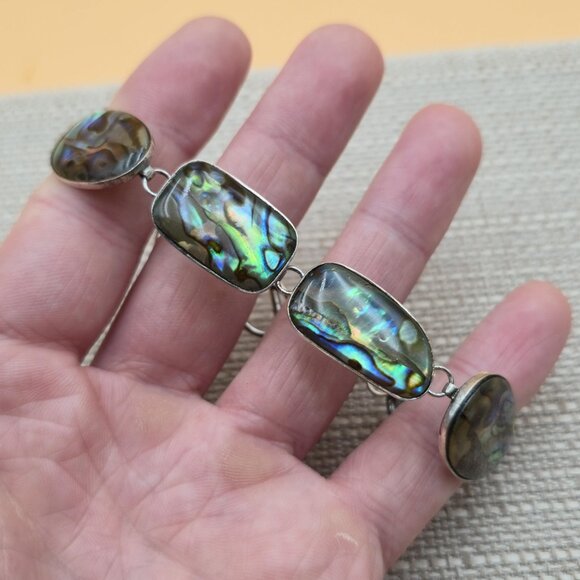 8 Inch Sterling Silver Abalone Shell Colorful Bracelet B609 - Picture 2 of 6